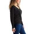 thumbnail image 2 of Lucky Brand Women's V-Neck Knit Sweater - Long Sleeve Relaxed Fit - Midweight (X-Small, Black), 2 of 4