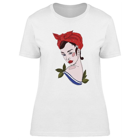 Vintage Girl In Tattoo Style T-Shirt Women -Image by Shutterstock, Female XX-Large