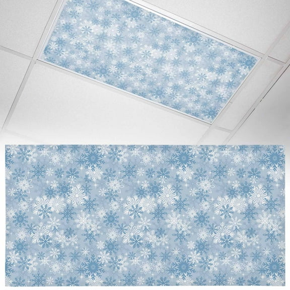 1 Pack Christmas Sky Fluorescent Light Covers for Ceiling Lights Blue Snowflakes Winter Classic Magnetic Ceiling Light Covers Overhead Light Filters for Office Classroom Home