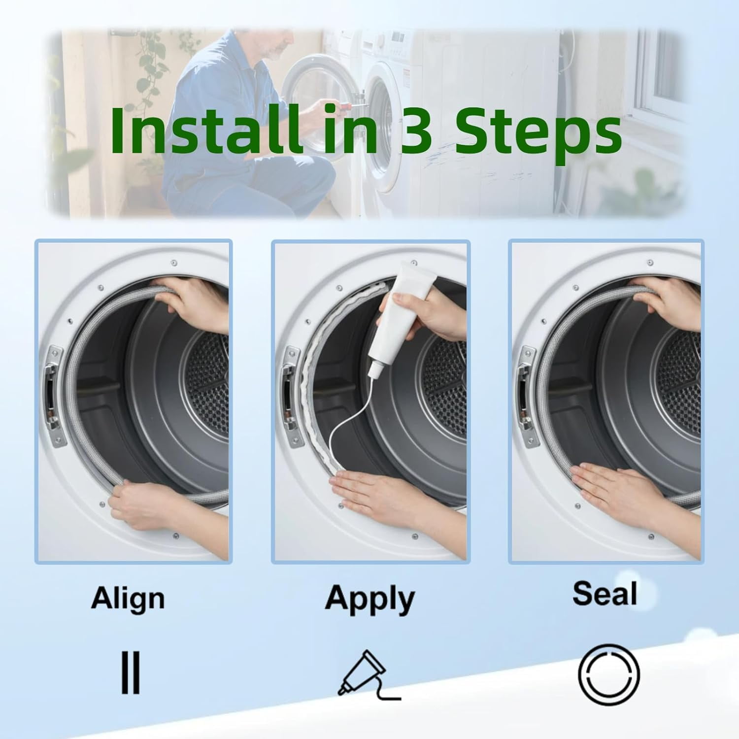 W10906683 Dryer Door Seal Part Replaces W10823580, AP6034191 Dryer Door Seal,Compatible with Maytag,Whirlpool WED49STBW1,WED4950HW0,WED5000DW2 and Kenmore Dryer Parts Model 110 Series