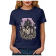thumbnail image 5 of Women Multicolor Halloween Graphic Print Short Sleeve Crew Neck T-Shirt, Soft Loose Basic Casual Blouse Tops for Daily Autumn Wear and Holiday Party Dressing XXXL Blue, 5 of 8
