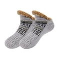 thumbnail image 2 of Winter Thickened Fleece Lined Short Ankle House Slipper Socks Featuring Cable Knit Texture and Sherpa Cuff for Men and Women One Size, 2 of 5