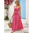 thumbnail image 2 of Womens Pink Strapless Cutout Waist Bohemian Beach Vacation Maxi Dress, 2 of 17