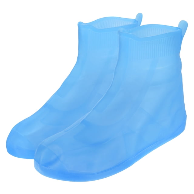 Unique Bargains 30x20.5cm Surchaussures Pliables Réutilisables en Silicone Imperméables, Bleu
