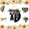 thumbnail image 6 of Eveokoki Easter Wooden Hanging Sign Hop on in Sign Door Decoration with Bow Rustic Easter Wood Wreath Sign for Easter Spring Holiday Home Coffee Shop Bakery Farmhouse Window, 6 of 6
