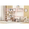 thumbnail image 4 of Twin Size Metal Loft Bed With 4 Shelves And Storage In Pink - Elegant Bedroom Style Ample Space Upgrade, 4 of 7