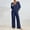 Navy, variant on Women's Two Piece Outfits Sweater Sets Long Sleeve V Neck Knit Pullover and Wide Leg Pants Lounge Sets