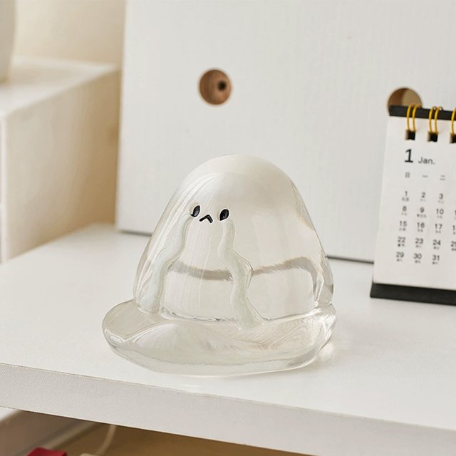 Halloween Ghost Figurine Cute Spooky Resin Ghost Statue Funny Ghost Ornaments Halloween Decorations Indoor Home Office Desk Decor