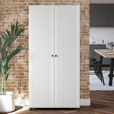 Kendall Fluted 36" Wide 2 Door Storage Cabinet, White