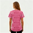 thumbnail image 3 of Colorful Valentine's Day Heart Print V-Neck Caregiver Top - Women's Short Sleeve Uniform with Pocket, Festive Fashion Top for Work & Celebrations, 3 of 5