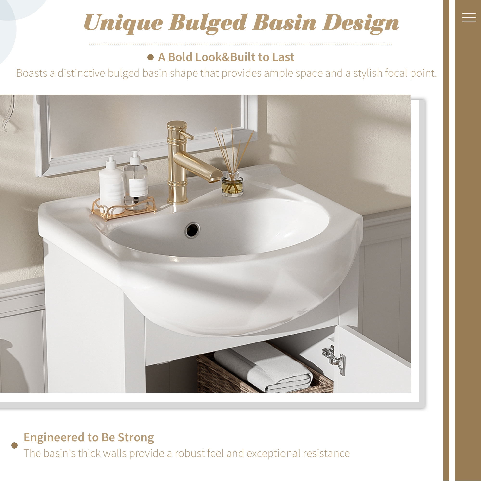 GARITIN Bathroom Vanity 20 Inch, Freestanding Single Vanity Set with Ceramic Sink and Soft Closing Door for Small Bathroom, White