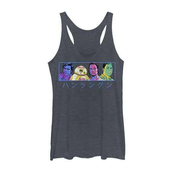 Women's Star Wars: The Rise of Skywalker Kanji Heroes Racerback Tank Top Navy Blue Heather Small