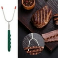 BINGTAOHU Barbecue Stainless Steel Wooden Handle Ushaped Telescopic Barbecue Fork BBQ Hot Dog