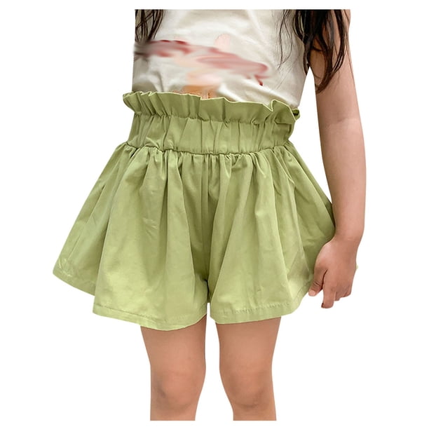 Odeerbi 2-8 Años Niñas Pantalones Cortos Verano Algodón Pantalones Cortos Transpirable Color Sólido Suelta Culottes Pantalones Cortos