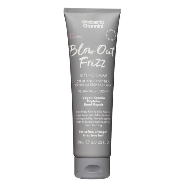Umberto Giannini Blow Out Frizz Hair Styling Cream 5 fl Oz - con protección contra el calor hasta 230C - Fórmula vegana de reparación de enlaces Kertain para todo tipo de cabello encrespado y dañado -