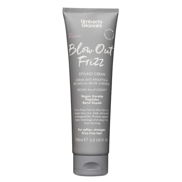 Umberto Giannini Blow Out Frizz Hair Styling Cream 5 fl Oz - con protección contra el calor hasta 230C - Fórmula vegana de reparación de enlaces Kertain para todo tipo de cabello encrespado y dañado -