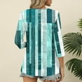 thumbnail image 5 of ZQUUVOU Women's T-Shirt Casual Plaid V-Neck 3/4 Sleeve Blouse A-Mint Green (XL), 5 of 7