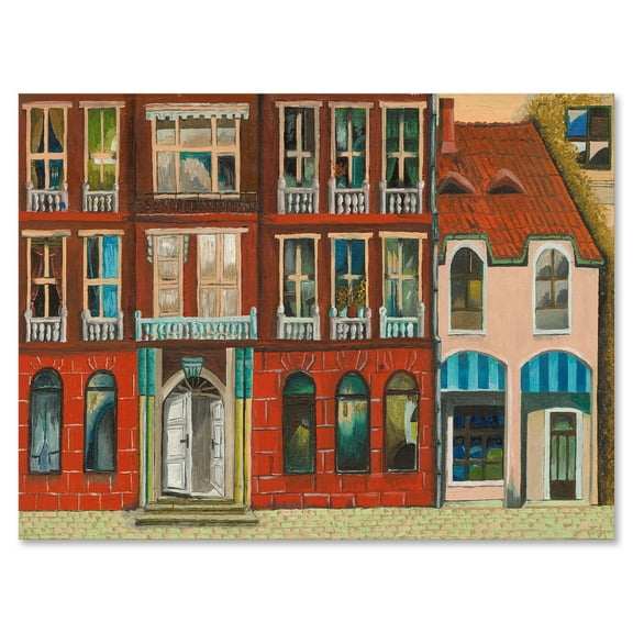 Designart ' Vintage Red Facade of Shop In Paris I ' French Country Canvas Wall Art Print