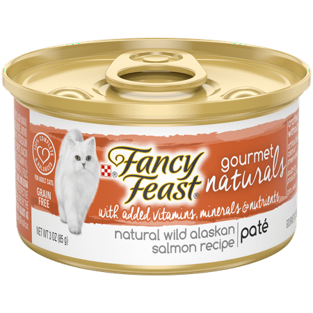 (12 Pack) Fancy Feast Grain Free, Natural Pate Gourmet Naturals Wild Alaskan Salmon Recipe, Wet Cat Food, 3 oz.