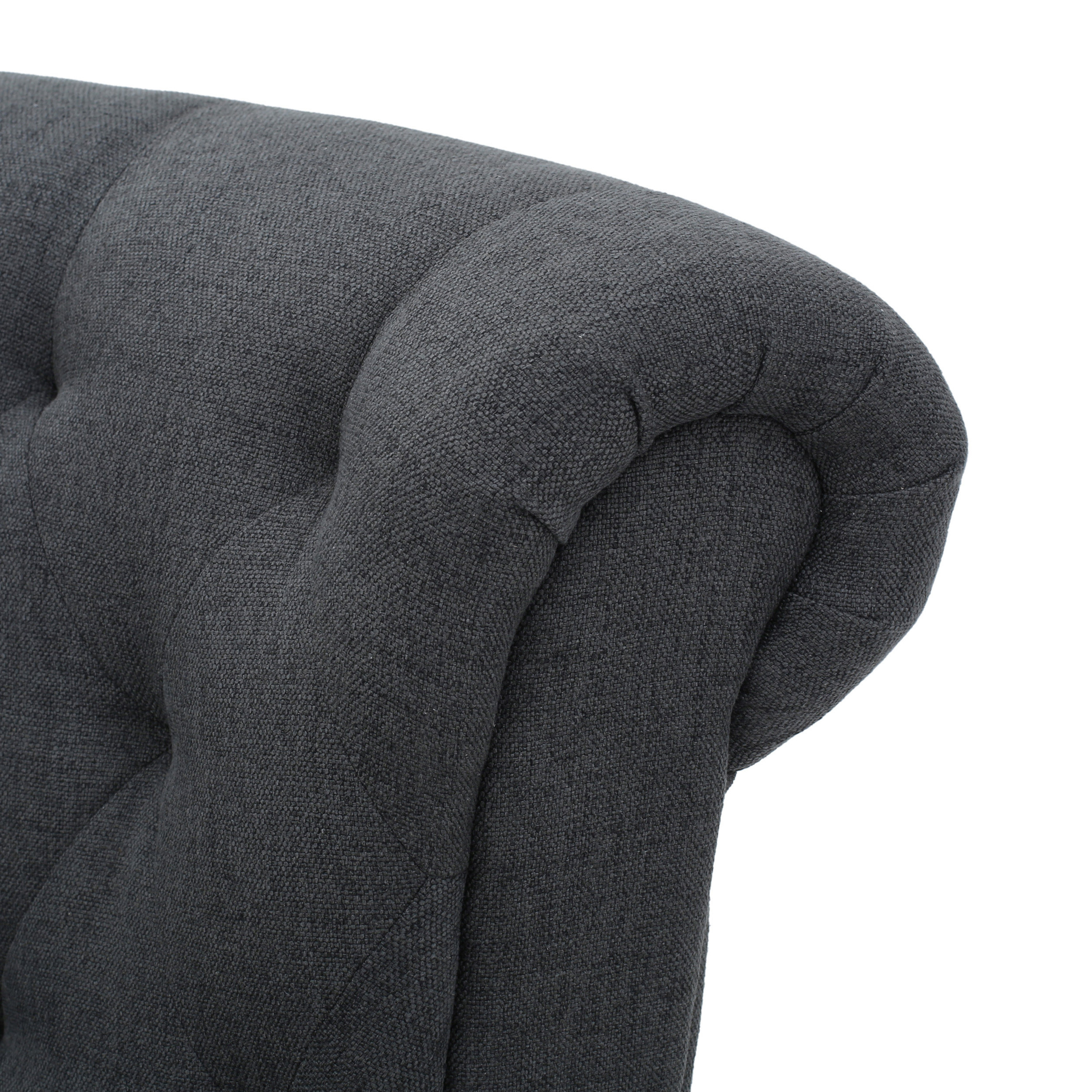 EUROCO Accent Chair, Fabric Single Seat Arm Chair with Rolled Arms, Tufted Backrest and Wooden Legs, Modern Side Chairs for Living Room, Bedroom, Office, Cafe, Dark Gray
