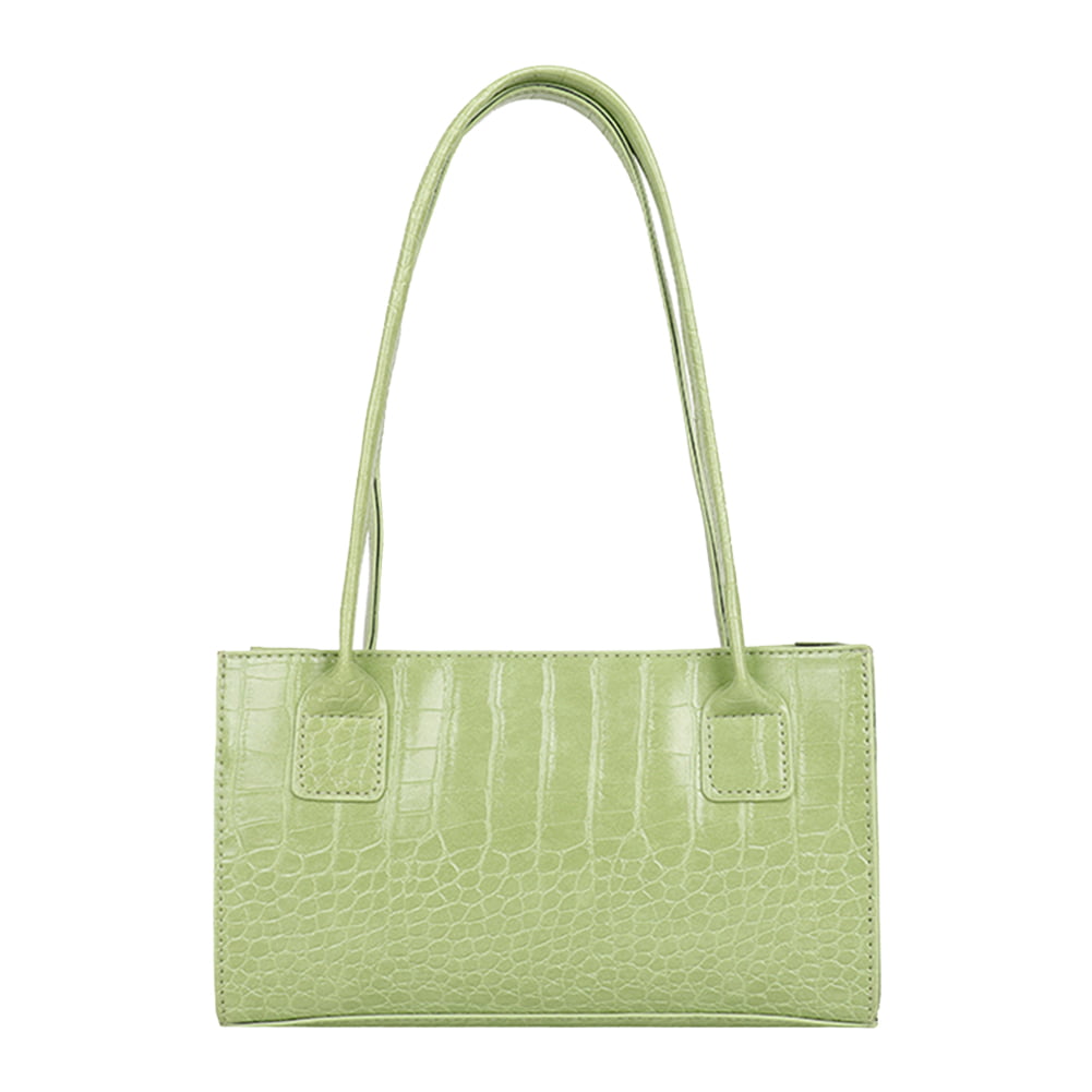 Alligator Pattern Handbag Women PU Leather Solid Color Totes Shoulder Bag 