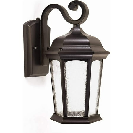 

Omsix Outdoor LED Dusk to Omsix Lantern Wet Location Built in LED Gives 125W of Light from 12.5W of Power 1200 Lumens 3K Durable Aluminum with Bronze Finish & Seeded Glass
