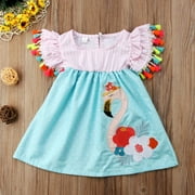 Pretty Toddler Kids Girls Flamingo Summer Casual Dress Sundres Clothes 1-6T