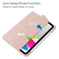 thumbnail image 3 of Decase Case for iPad 10th Generation Case 10.9 inch 2022 [Built-in Pencil Holder] Shockproof Cover Transparent Back Shell Tri Fild Stand Magnetic Flip Folio Smart Case Auto Wake/Sleep, Rosegold, 3 of 9