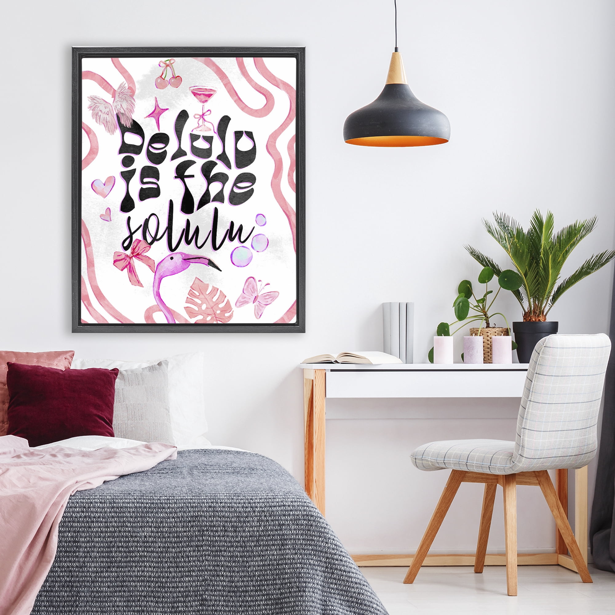Stupell Industries Delulu Is The Solulu Black Framed Floater Canvas Wall Art, design by Ziwei Li