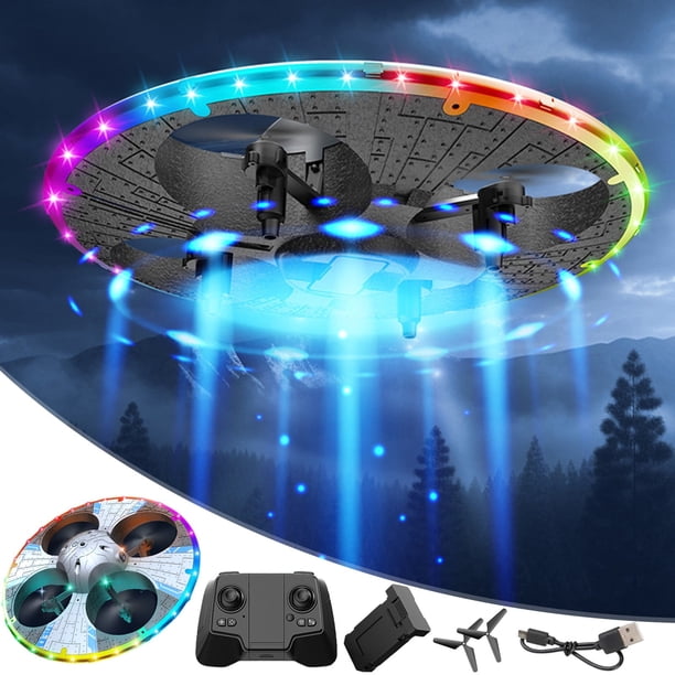 Drone de espuma WSBDENLK con luces geniales, juguetes OVNI, modo de retención de altitud, drone RC plegable, cuadricóptero, vuelo de ruta, retención de altitud, modo sin cabeza, drones con cámara,
