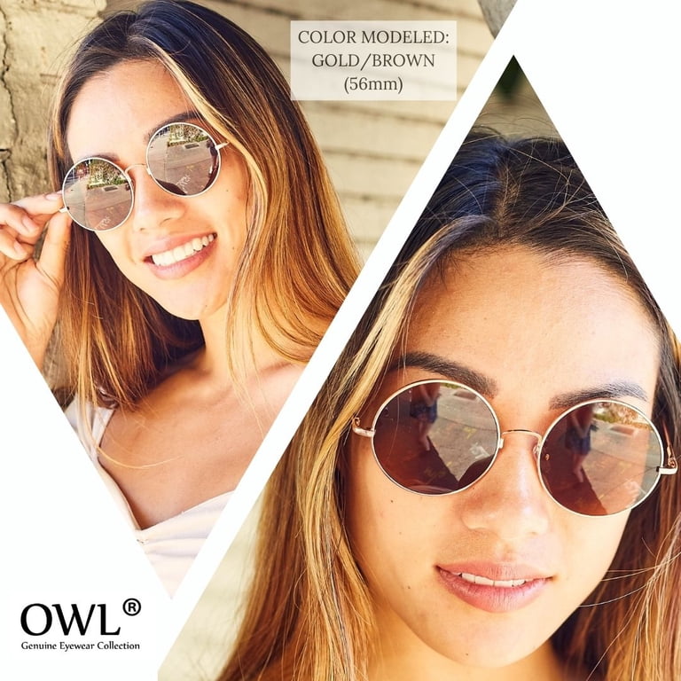 Round Sunglasses - (56mm) Gold Frame / Clear Lens - Walmart.com display picture 1