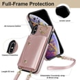 thumbnail image 6 of Allytechgroup Wallet Case for Apple iPhone XS Max, RFID Blocking Crossbody Shoulder Strap Hand Wrist Cards Holder Ring Stand Bumper Drop Protection Phone Case for Girls Women, Rosegold, 6 of 9