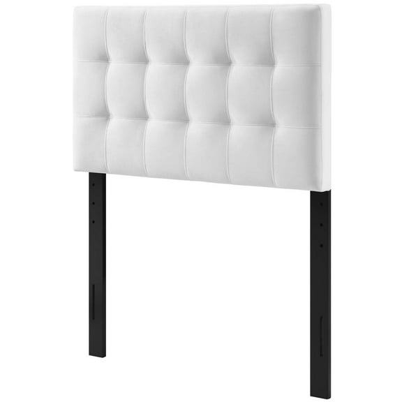 Contemporary Modern Urban Designer Bedroom Twin Size Tufted Headboard, Velvet Fabric, White