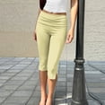 thumbnail image 6 of Women's Capri Leggings with Fold-over Waistband, Sexy Slim Fit Yoga Pants, Stretchy Ruched Workout Trousers for Gym and Running, 6 of 7