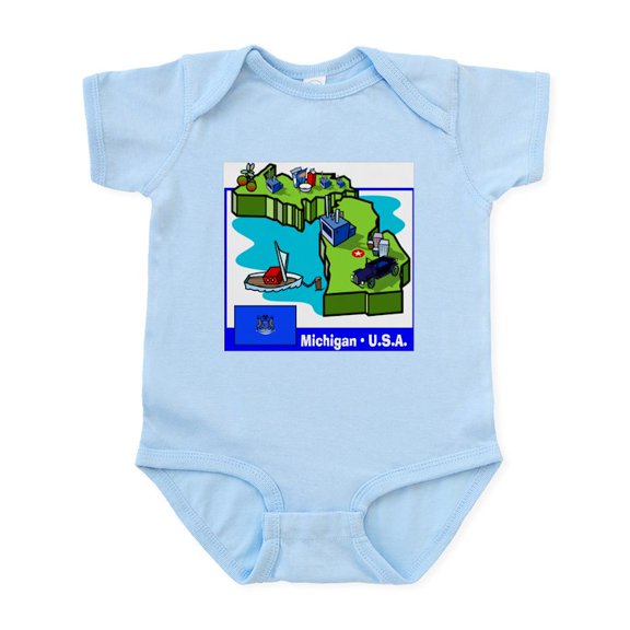 CafePress - Michigan Map Infant Bodysuit - Baby Light Bodysuit, Size Newborn - 24 Months