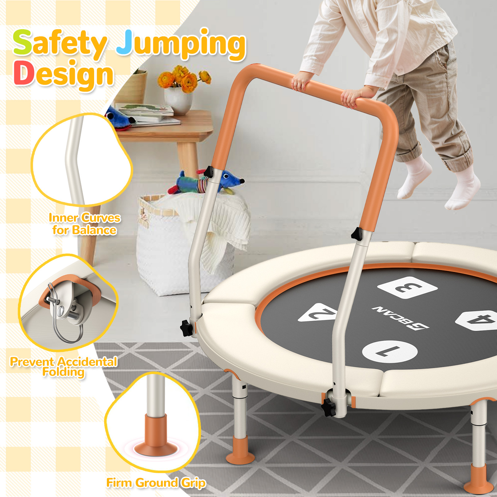 BCAN 36-Inch Mini Toddler Trampoline with Foam Handle photo 6