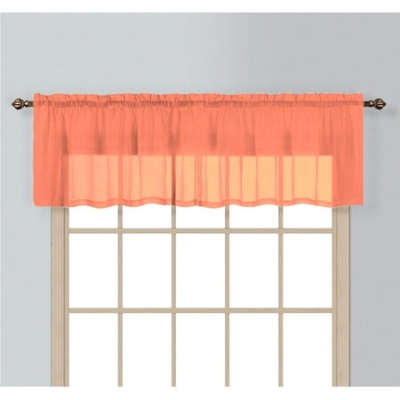 California Drapes 1PC Sheer Voile Window Treatment Valance for Kitchens, Bathrooms, Basements & More (Salmon, 55"" X 14"")