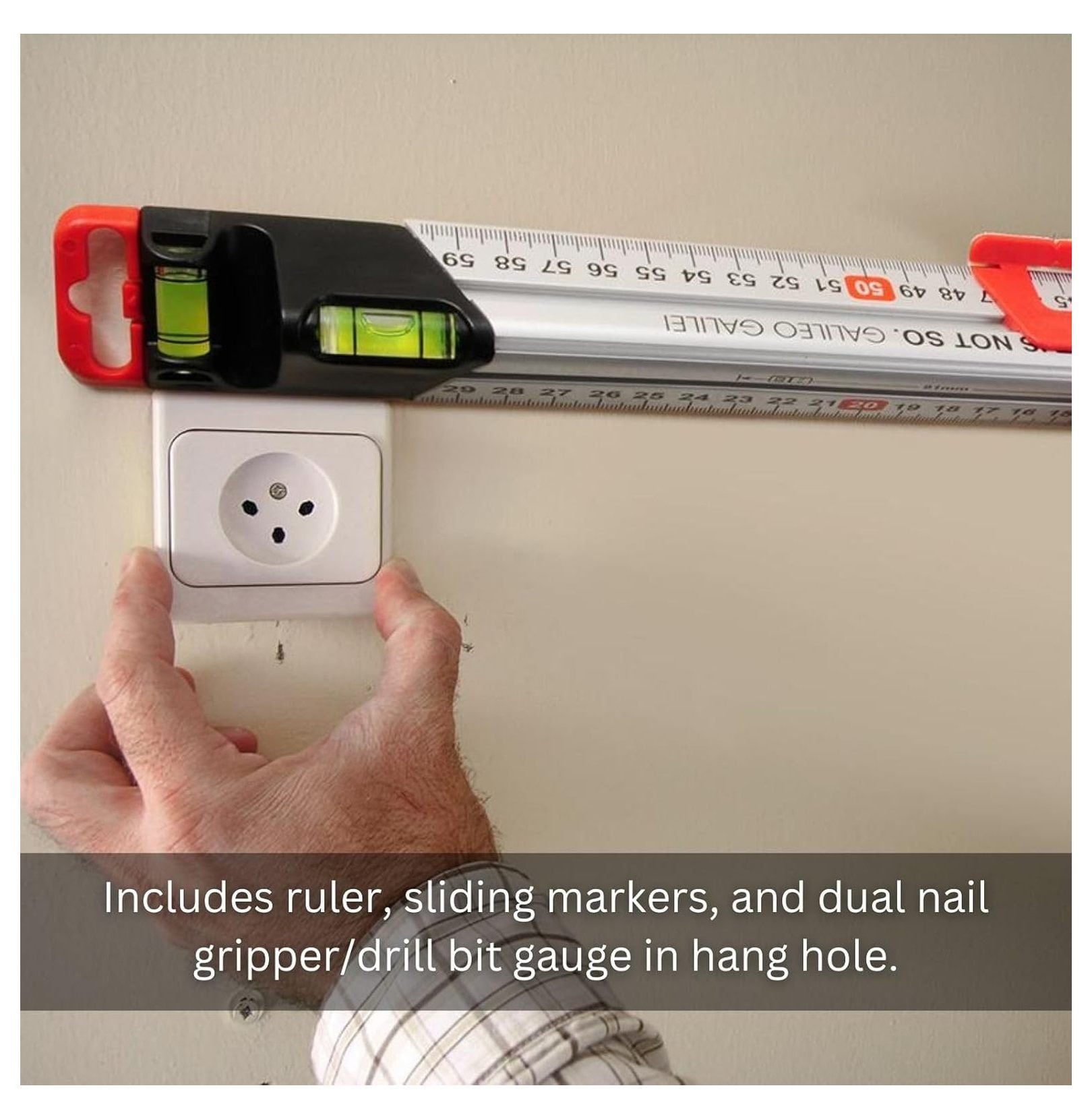 313 Measure Mate - Ultimate Home-Improvement Tool - With Level and Ruler - Features Sliding Markers and Knife - Includes Nail Gripper and Drill Bit Gauge - 12 Inch