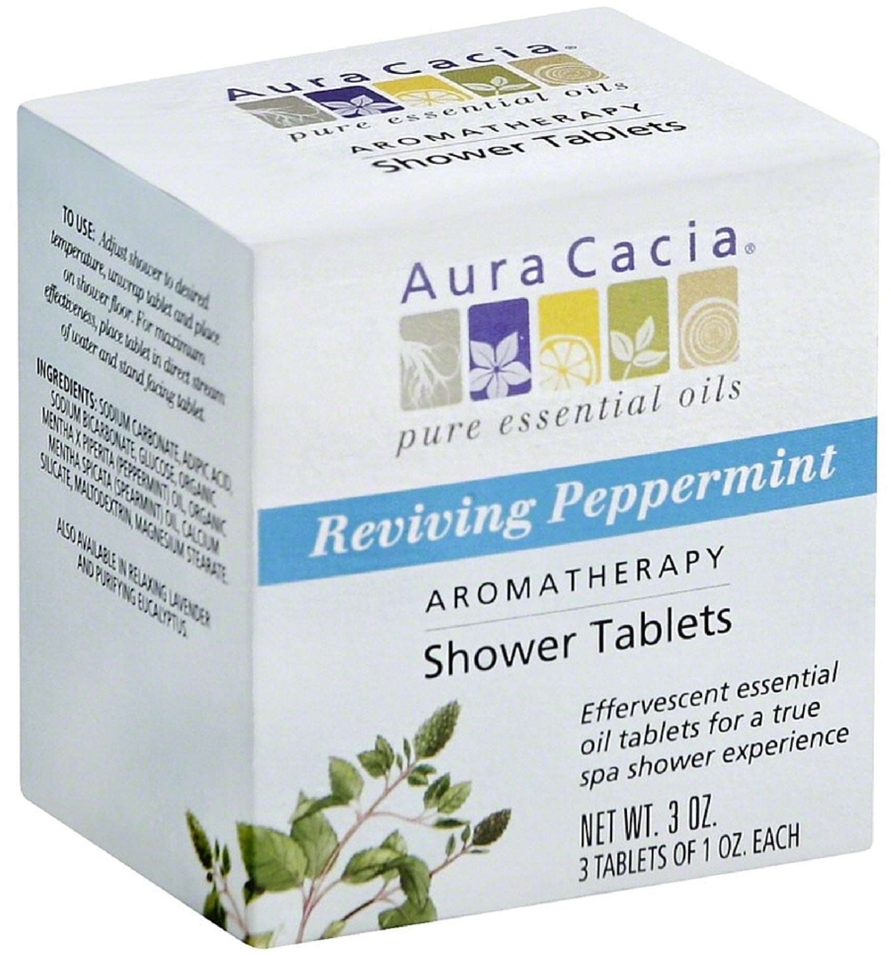 Aura Cacia Aromatherapy Shower Tablets, Reviving Peppermint 3 ea (Pack of 2)