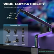 FIFINE BM88 Low Profile Microphone Boom Arm Stand, Heavy Duty Desk Mic Arm, 29in Adjustable Length with Cable Management, Mount & Adapter for Podcast, Streaming, Gaming