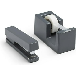 Buqoo Stapler and Tape Dispenser Kit Acrylic Desk Organize Accessories Scissors Clear Tape Dispenser Gold Stapler Office Supplies