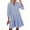 Blue, variant on Women's Tunic Shirt Mini Dress Long Sleeve Cotton Drop Waist Collar Short Dress Button Up Ruffle Hem Shift Dresses S-XL