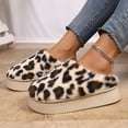 thumbnail image 2 of Women's Leopard Print Plush Lined Slippers Indoor Outdoor Memory Foam House Shoes, 2 of 4