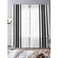 thumbnail image 4 of Black Striped Semi Sheer Curtains 96 Inch Length 2 Panels Set,Modern White Striped Abstract Art Aesthetics Sheer Kitchen Curtain Privacy Voile Window Curtain for Living Room Bedroom Rod Pocket Drapes, 4 of 7