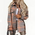 thumbnail image 2 of IROINNID Women's Shacket Jacket Long Sleeve Plaid Turndown Lapel Outwear, Loose Autumn and Winter Plaid Lapel Woolen Cloth Jacket Trench Jacket Long Over Outwear, 2 of 8