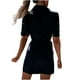 thumbnail image 3 of Vestido de mezclilla delgado con lazo de manga corta con botones a la moda de verano para mujer Fridja  bnh1595, 3 of 5