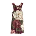 thumbnail image 4 of Uootdi Robes Chasubles pour Femmes Col Ras du Cou Sans Manches Motif Feuillage Poche Robes en Lin Décontractées Confortables Décontractées Robes Maxi Cadeau, 4 of 7