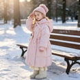 thumbnail image 5 of Hellosay Long Puffer Coat Girls Quilted Long Sleeve Hooded Jacket Winter Zip Up Ruffle Tie Front Outwear with Pockets, 5 of 6