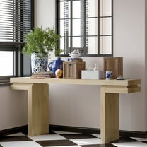 FFZ 66" Extra Wide Real Wood Veneered Console Table, Minimalist Sofa Table Behind Couch for Entryway, Hallway, Living Room, Home Office, Oak