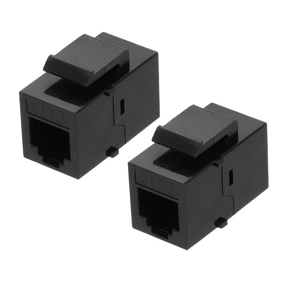 2 Pack Cat 3 Ethernet Coupler, RJ11 8P4C Cat3 Coupler Jacks Female to Female Ethernet Adapter, Black
